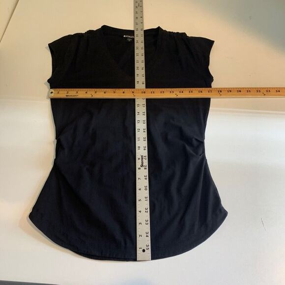Athleta T Shirt Womens XS Extra Small Black Outbound V Neck Ruched Side Stretch - Picture 8 of 13